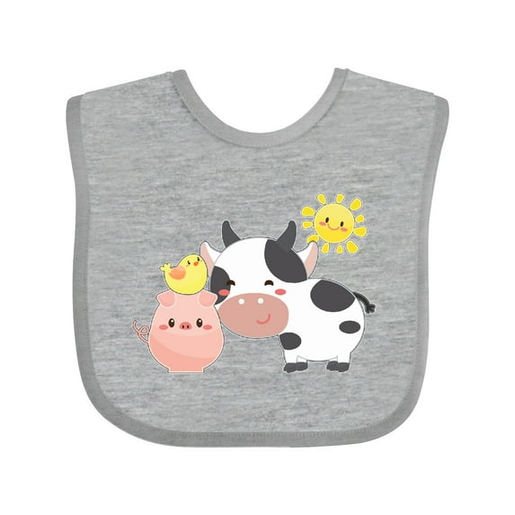 Inktastic Fun Farm Animals Cow, Pig, Chick Boys or Girls Baby Bib