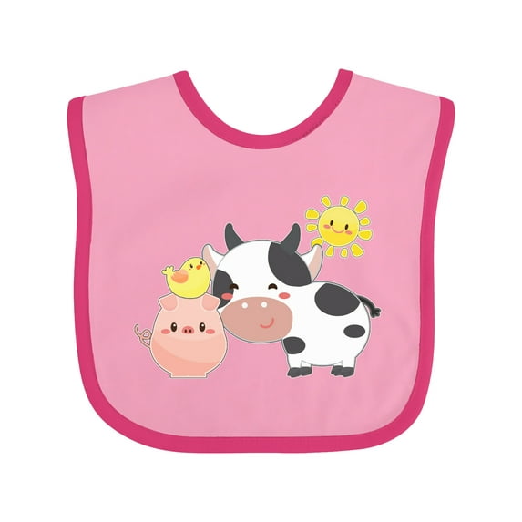 Inktastic Fun Farm Animals Cow, Pig, Chick Boys or Girls Baby Bib