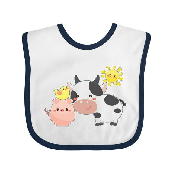 Inktastic Fun Farm Animals Cow, Pig, Chick Boys or Girls Baby Bib