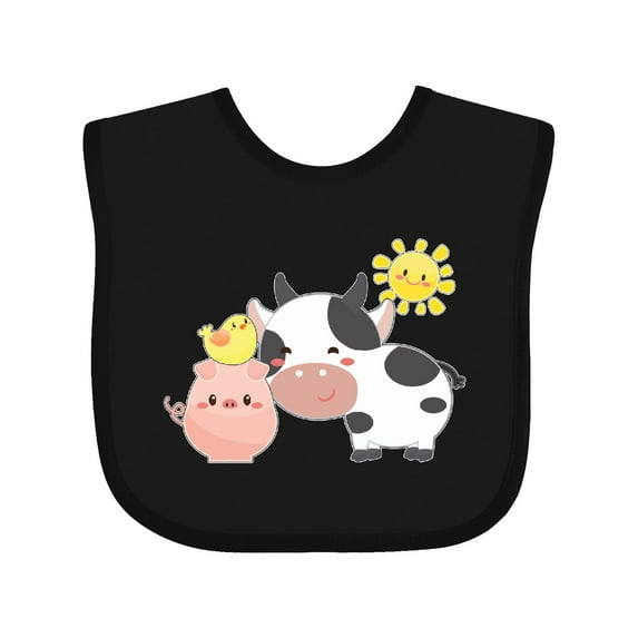 Inktastic Fun Farm Animals Cow, Pig, Chick Boys or Girls Baby Bib