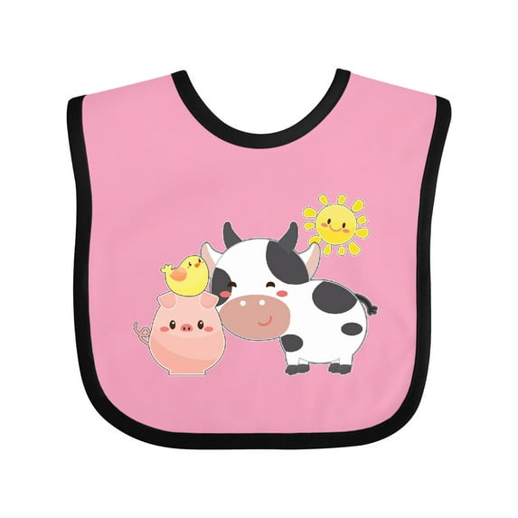Inktastic Fun Farm Animals Cow, Pig, Chick Boys or Girls Baby Bib