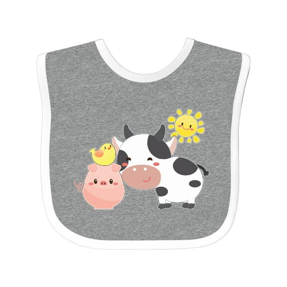 Inktastic Fun Farm Animals Cow, Pig, Chick Boys or Girls Baby Bib