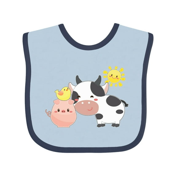 Inktastic Fun Farm Animals Cow, Pig, Chick Boys or Girls Baby Bib