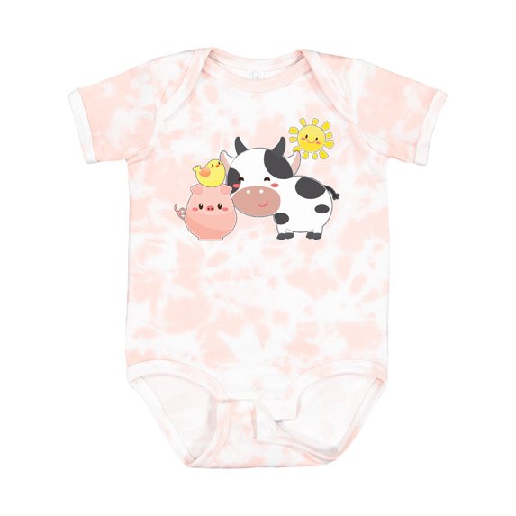 Inktastic Fun Farm Animals Cow, Pig, Chick Boys or Girls Baby Bodysuit