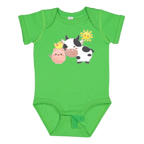 Inktastic Fun Farm Animals- Cow, Pig, Chick Boys or Girls Baby Bodysuit