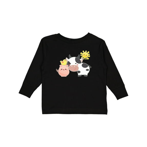 Inktastic Fun Farm Animals Cow, Pig, Chick Boys or Girls Long Sleeve Toddler T-Shirt