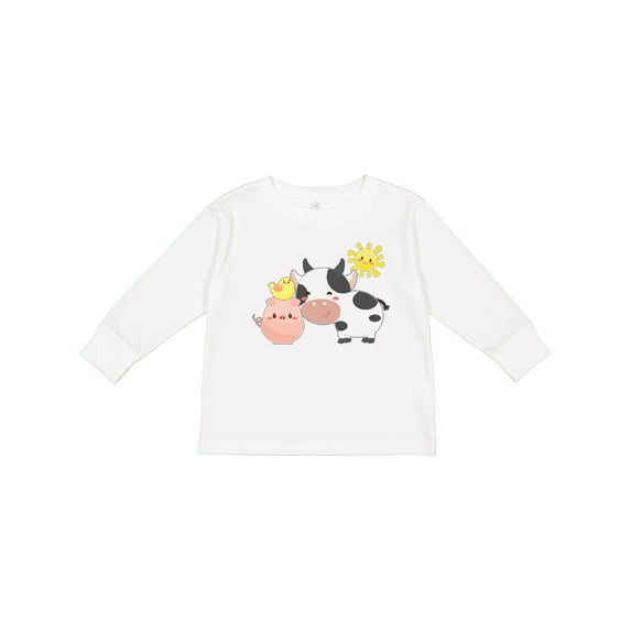 Inktastic Fun Farm Animals Cow, Pig, Chick Boys or Girls Long Sleeve Toddler T-Shirt