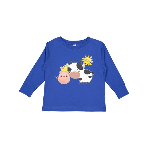 Inktastic Fun Farm Animals Cow, Pig, Chick Boys or Girls Long Sleeve Toddler T-Shirt