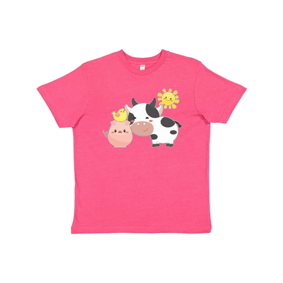 Inktastic Fun Farm Animals- cow, pig, chick Youth T-Shirt