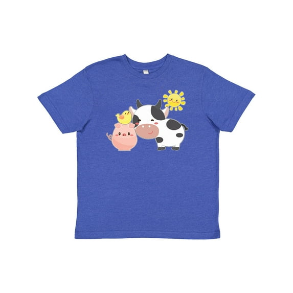 Inktastic Fun Farm Animals- cow, pig, chick Youth T-Shirt
