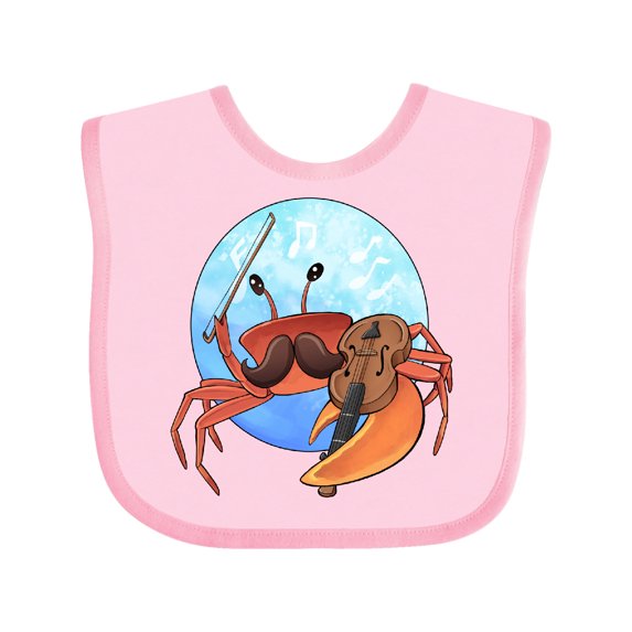 Inktastic Fun Fiddler Crab with Violin and Mustache Boys or Girls Baby Bib