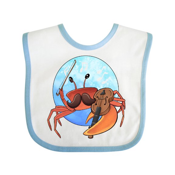 Inktastic Fun Fiddler Crab with Violin and Mustache Boys or Girls Baby Bib