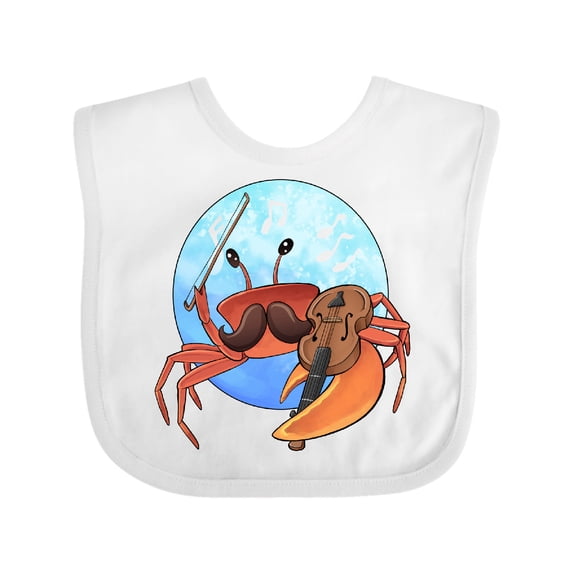 Inktastic Fun Fiddler Crab with Violin and Mustache Boys or Girls Baby Bib