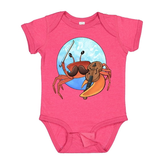 Inktastic Fun Fiddler Crab with Violin and Mustache Boys or Girls Baby Bodysuit