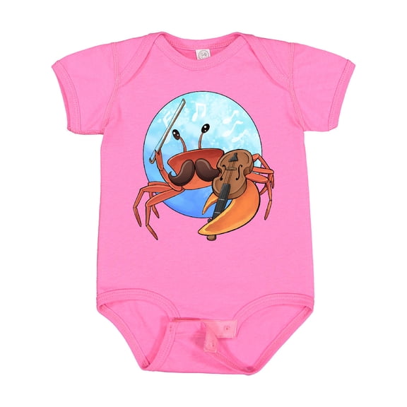 Inktastic Fun Fiddler Crab with Violin and Mustache Boys or Girls Baby Bodysuit
