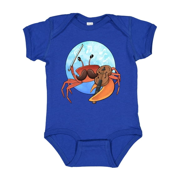 Inktastic Fun Fiddler Crab with Violin and Mustache Boys or Girls Baby Bodysuit