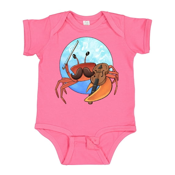Inktastic Fun Fiddler Crab with Violin and Mustache Boys or Girls Baby Bodysuit