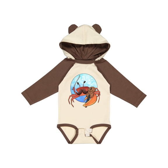 Inktastic Fun Fiddler Crab with Violin and Mustache Boys or Girls Long Sleeve Baby Bodysuit