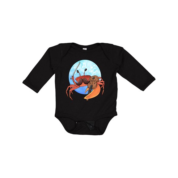 Inktastic Fun Fiddler Crab with Violin and Mustache Boys or Girls Long Sleeve Baby Bodysuit