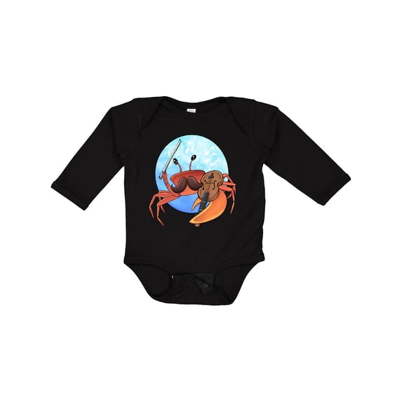 Inktastic Fun Fiddler Crab with Violin and Mustache Boys or Girls Long Sleeve Baby Bodysuit