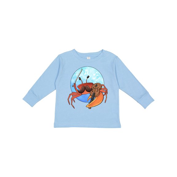 Inktastic Fun Fiddler Crab with Violin and Mustache Boys or Girls Long Sleeve Toddler T-Shirt