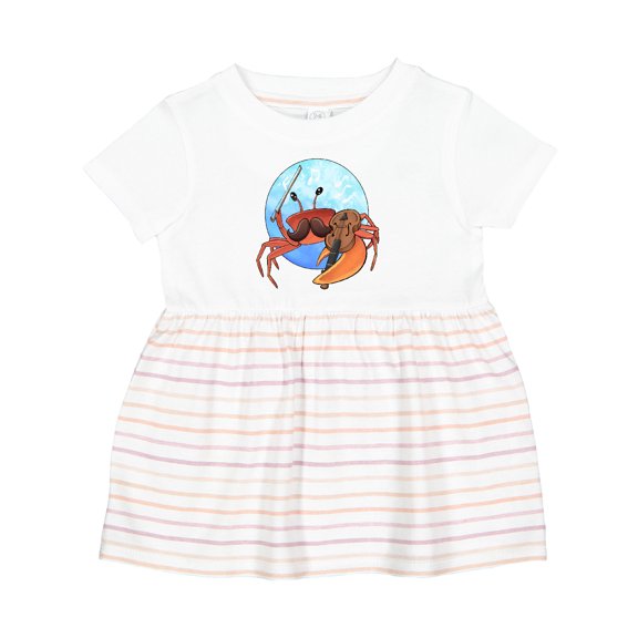Inktastic Fun Fiddler Crab with Violin and Mustache Girls Baby Dress