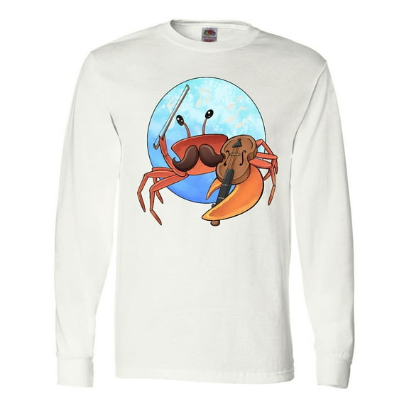 Inktastic Fun Fiddler Crab with Violin and Mustache Long Sleeve T-Shirt