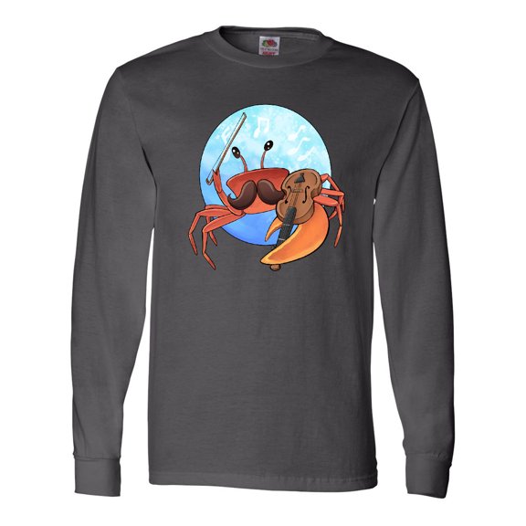 Inktastic Fun Fiddler Crab with Violin and Mustache Long Sleeve T-Shirt