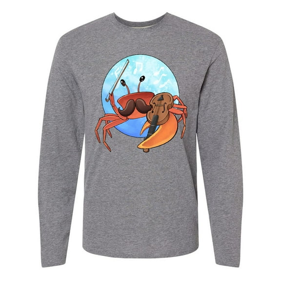 Inktastic Fun Fiddler Crab with Violin and Mustache Long Sleeve T-Shirt