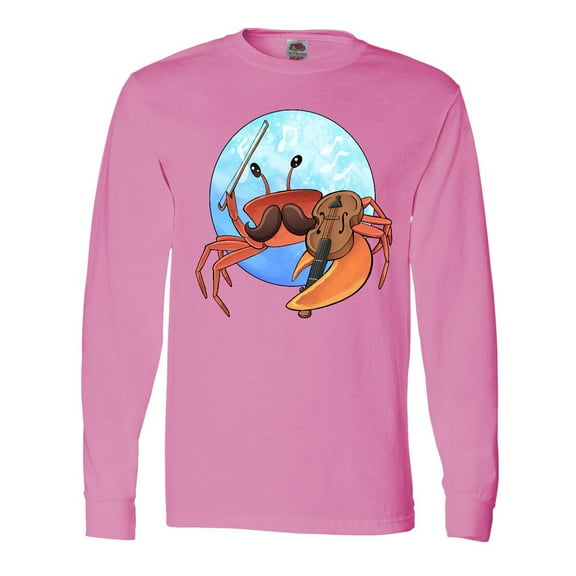 Inktastic Fun Fiddler Crab with Violin and Mustache Long Sleeve T-Shirt