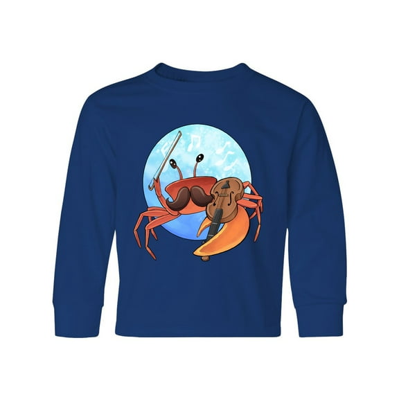 Inktastic Fun Fiddler Crab with Violin and Mustache Long Sleeve Youth T-Shirt