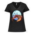 thumbnail image 1 of Inktastic Fun Fiddler Crab with Violin and Mustache Women's Plus Size V-Neck T-Shirt, 1 of 5
