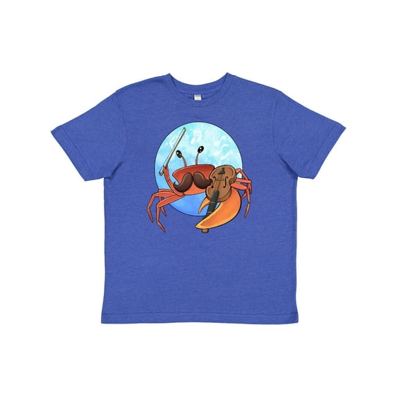 Inktastic Fun Fiddler Crab with Violin and Mustache Youth T-Shirt