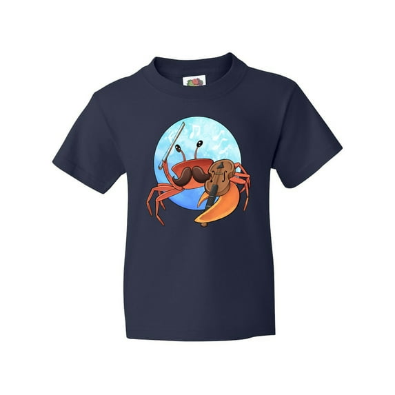 Inktastic Fun Fiddler Crab with Violin and Mustache Youth T-Shirt