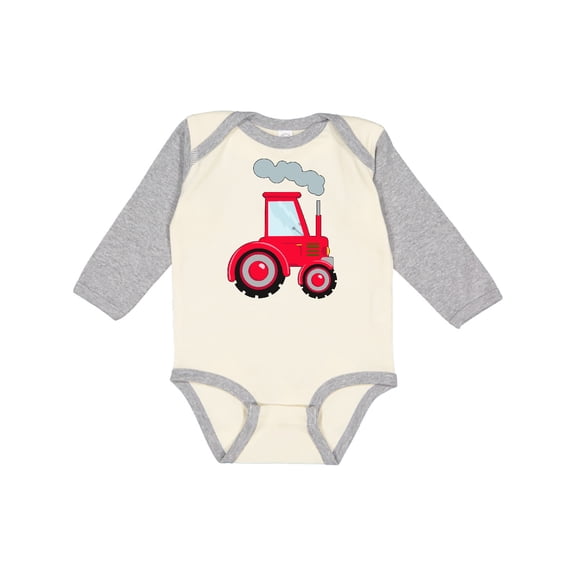 Inktastic Fun Red Tractor Boys or Girls Long Sleeve Baby Bodysuit
