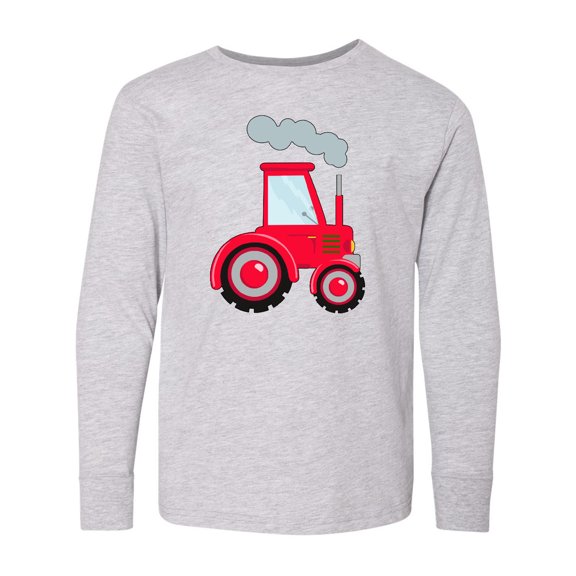 Inktastic Fun Red Tractor Long Sleeve Youth T-Shirt