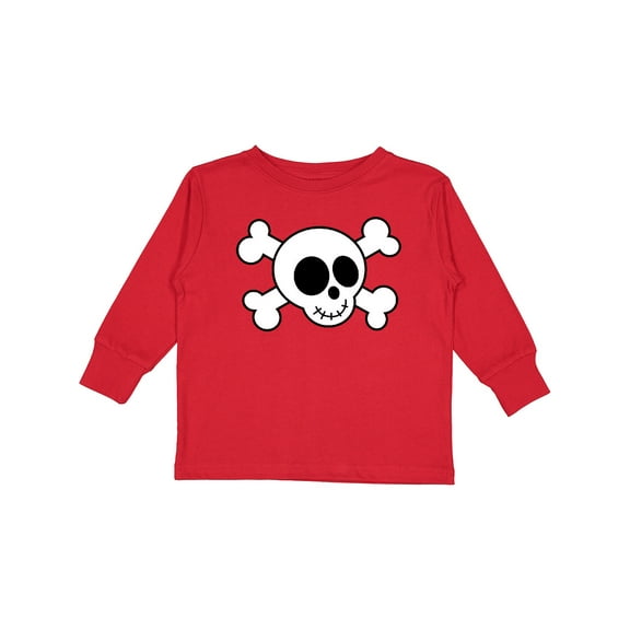 Inktastic Fun Skull and Crossbones Boys or Girls Long Sleeve Toddler T-Shirt