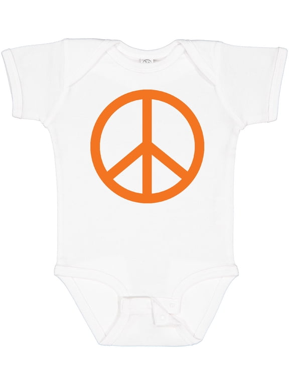 Funky Orange Peace Sign Boys or Girls Baby Bodysuit