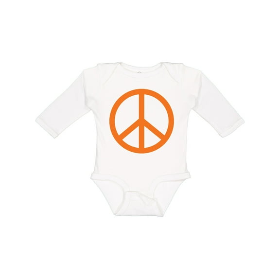 Inktastic Funky Orange Peace Sign Boys or Girls Long Sleeve Baby Bodysuit