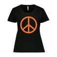 thumbnail image 1 of Inktastic Funky Orange Peace Sign Women's Plus Size T-Shirt, 1 of 5
