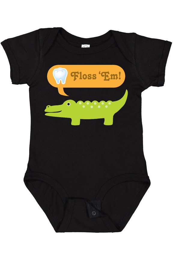 Funny Alligator Floss Em Tooth Boys or Girls Baby Bodysuit