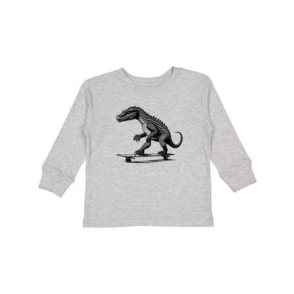 Inktastic Funny Alligator on Skateboard Boys Long Sleeve Toddler T-Shirt
