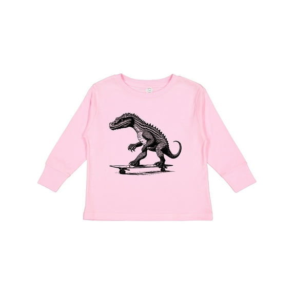 Inktastic Funny Alligator on Skateboard Boys Long Sleeve Toddler T-Shirt
