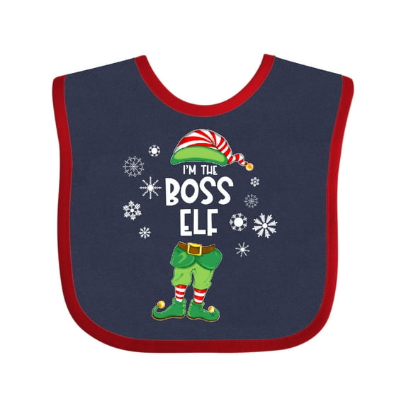 Inktastic Funny Christmas I'm the Boss Elf with Shoes and Hat Boys or Girls Baby Bib
