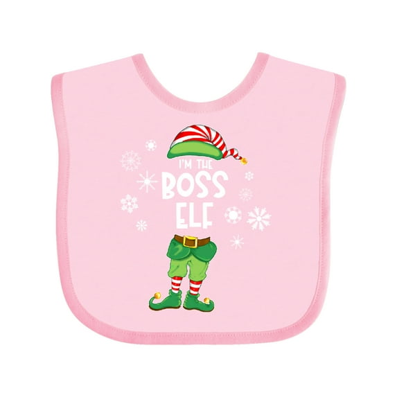 Inktastic Funny Christmas I'm the Boss Elf with Shoes and Hat Boys or Girls Baby Bib