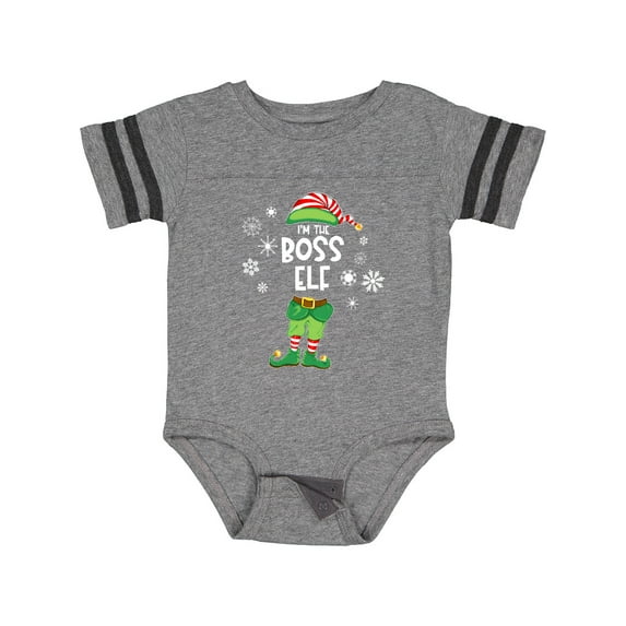 Inktastic Funny Christmas I'm the Boss Elf with Shoes and Hat Boys or Girls Baby Bodysuit