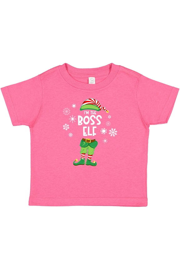 Funny Christmas I'm the Boss Elf with Shoes and Hat Boys or Girls Baby T-Shirt