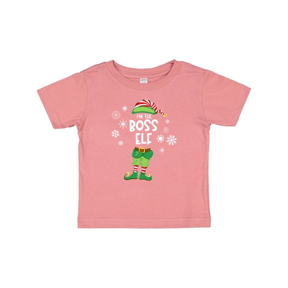 Inktastic Funny Christmas I'm the Boss Elf with Shoes and Hat Boys or Girls Baby T-Shirt