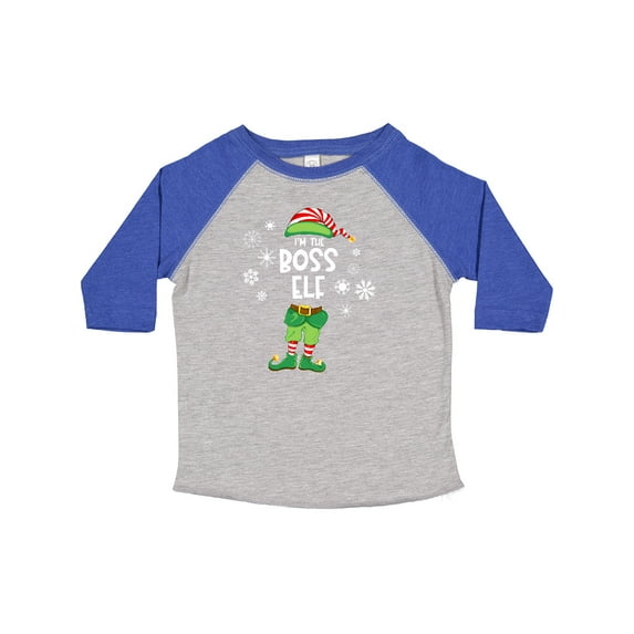 Inktastic Funny Christmas I'm the Boss Elf with Shoes and Hat Boys or Girls Toddler T-Shirt