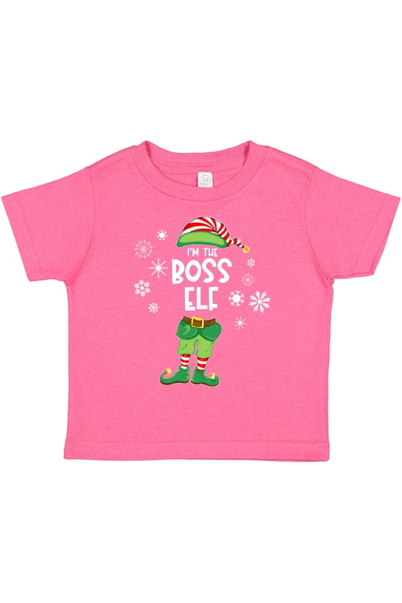 Funny Christmas I'm the Boss Elf with Shoes and Hat Boys or Girls Toddler T-Shirt